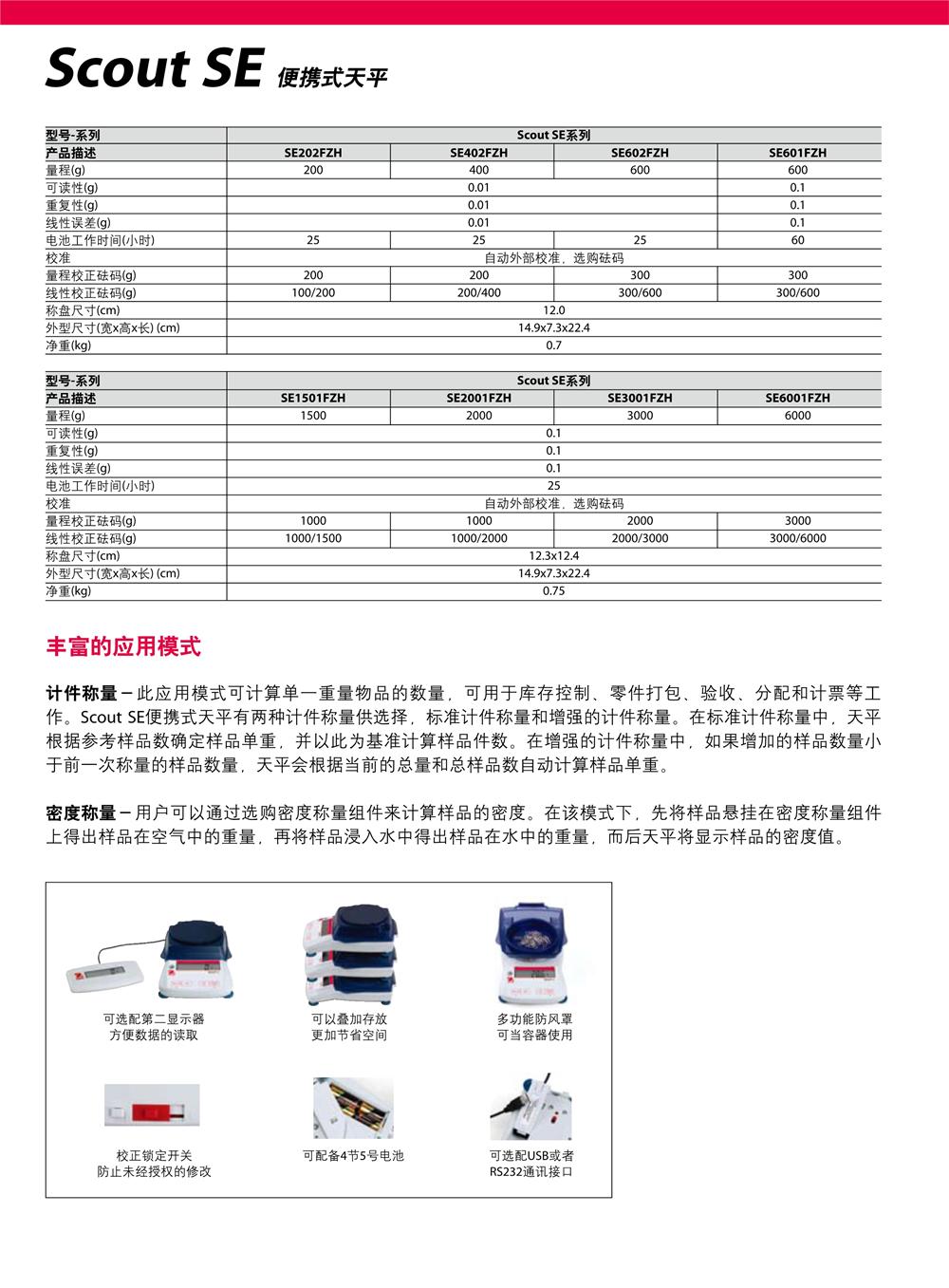 奥豪斯/OHAUS SE系列便携秤/0.01 g